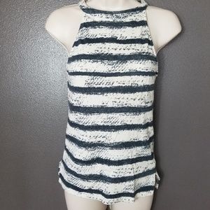 SeaGypsies Blue &White Striped High Collar Tank